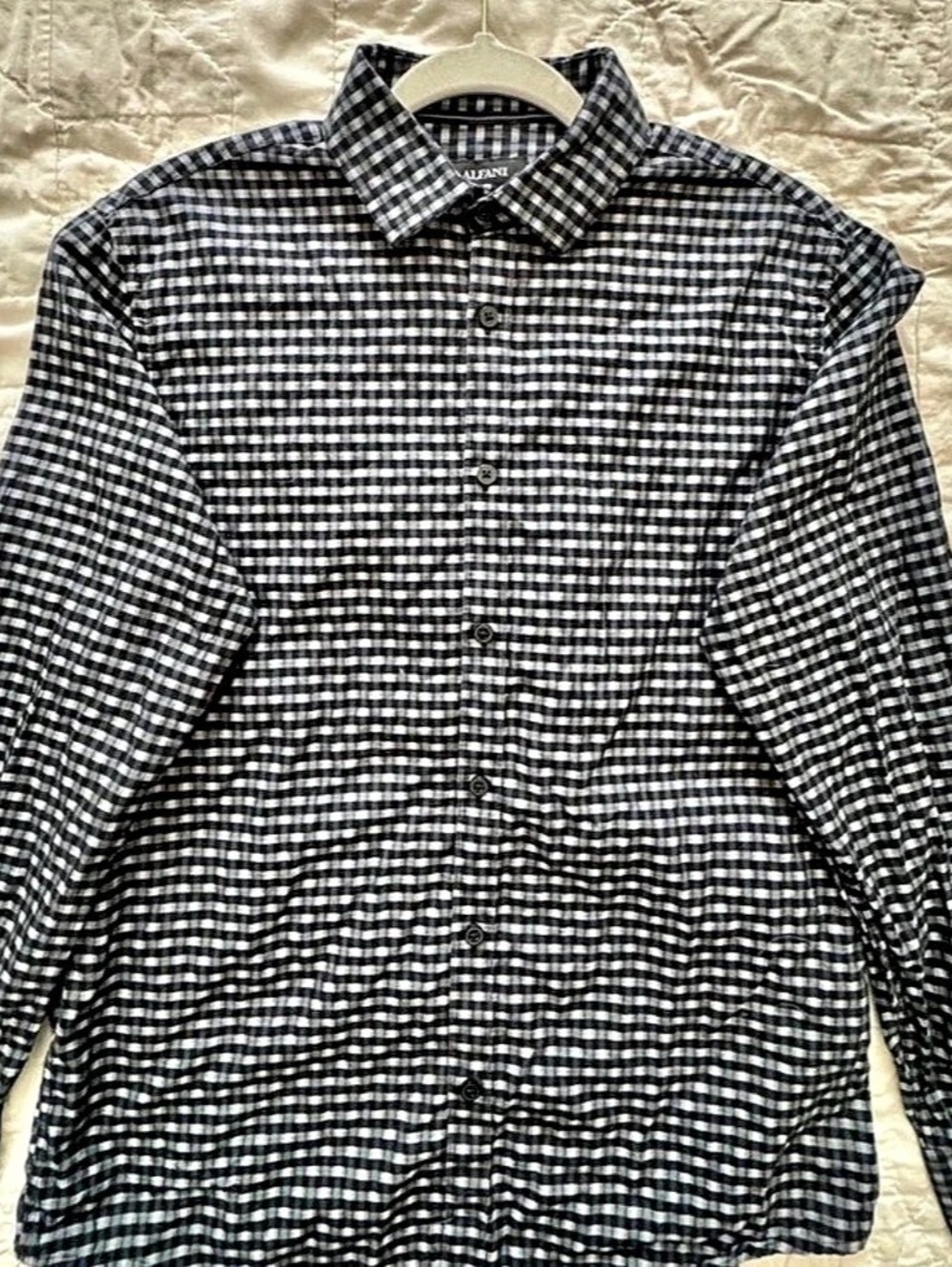 Alfani Men'Small Checkered Cotton Shirt Size Small Like New
